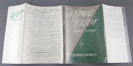 Orwell, George - Animal Farm, 1st edition 8vo, in repaired dj with Search Light books, ad on verso, London 1945